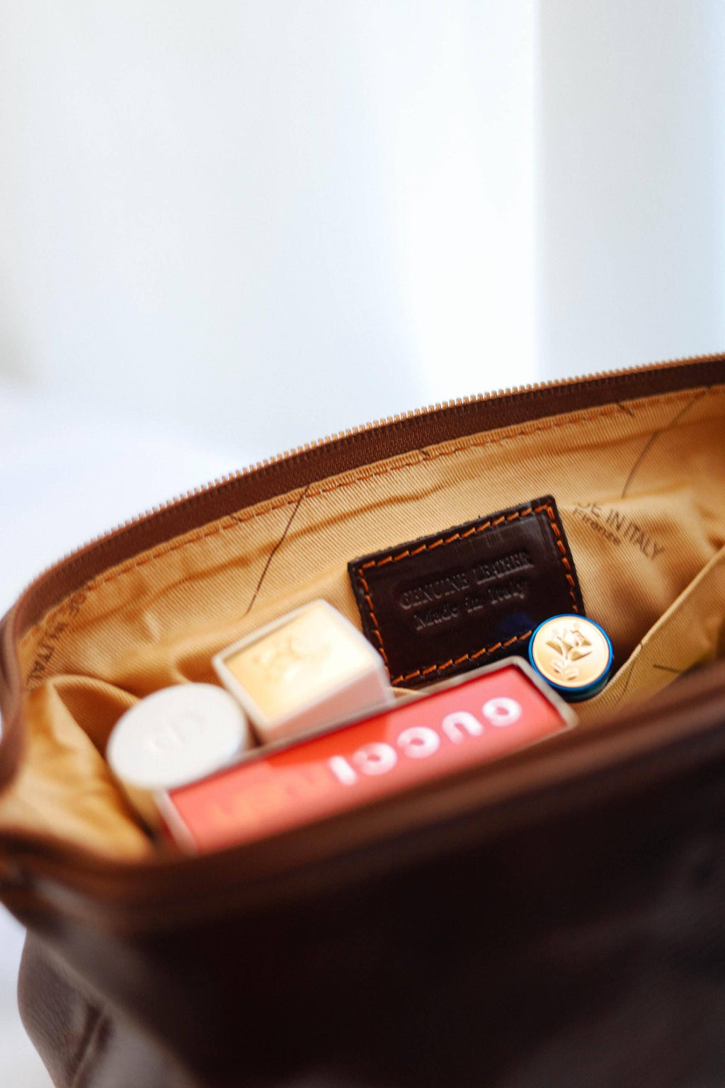 Necessär i italienskt läder | Mörkbrun | Aigin Milano