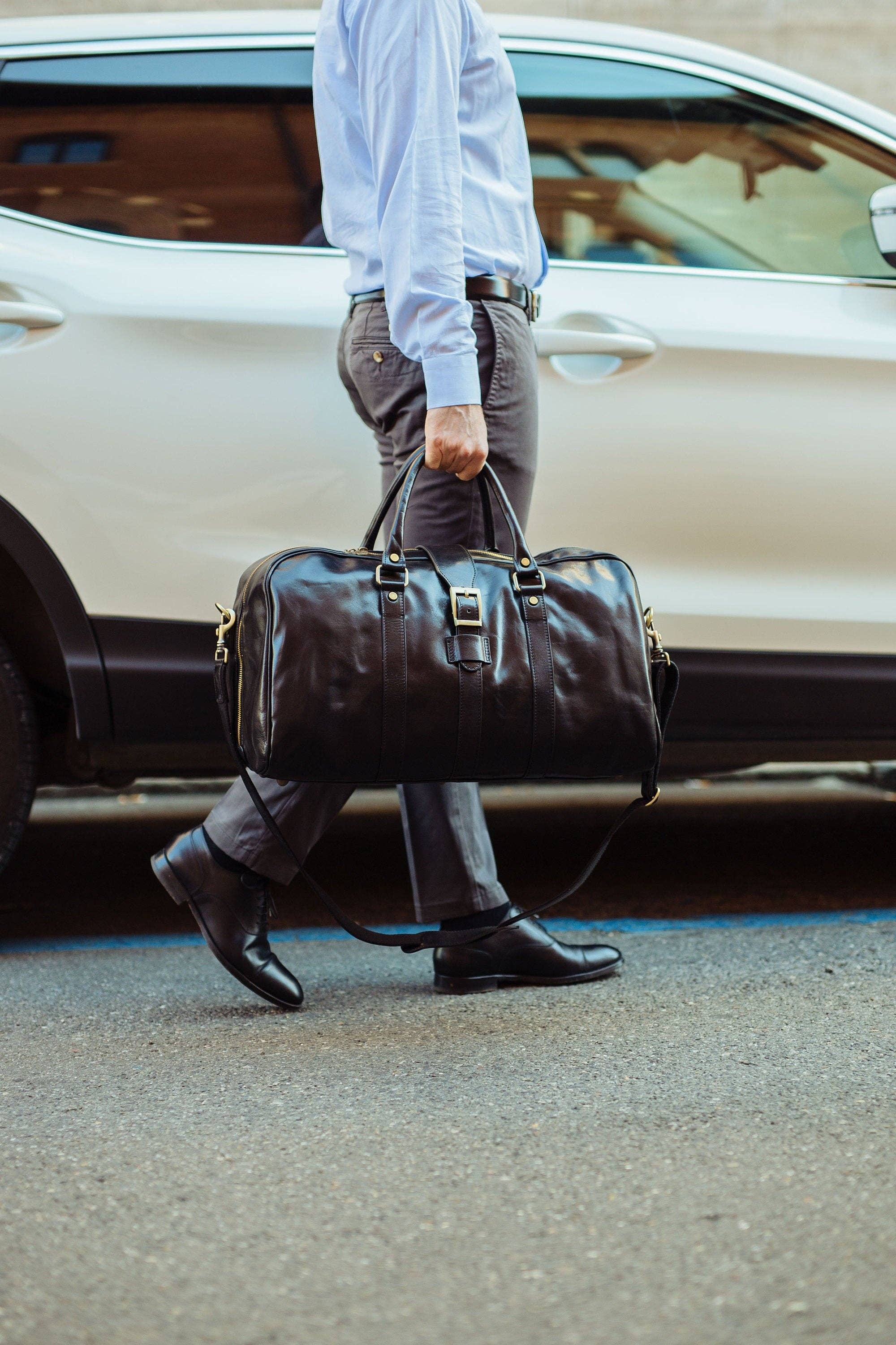 Weekendväska i italienskt läder | Svart | Aigin Milano