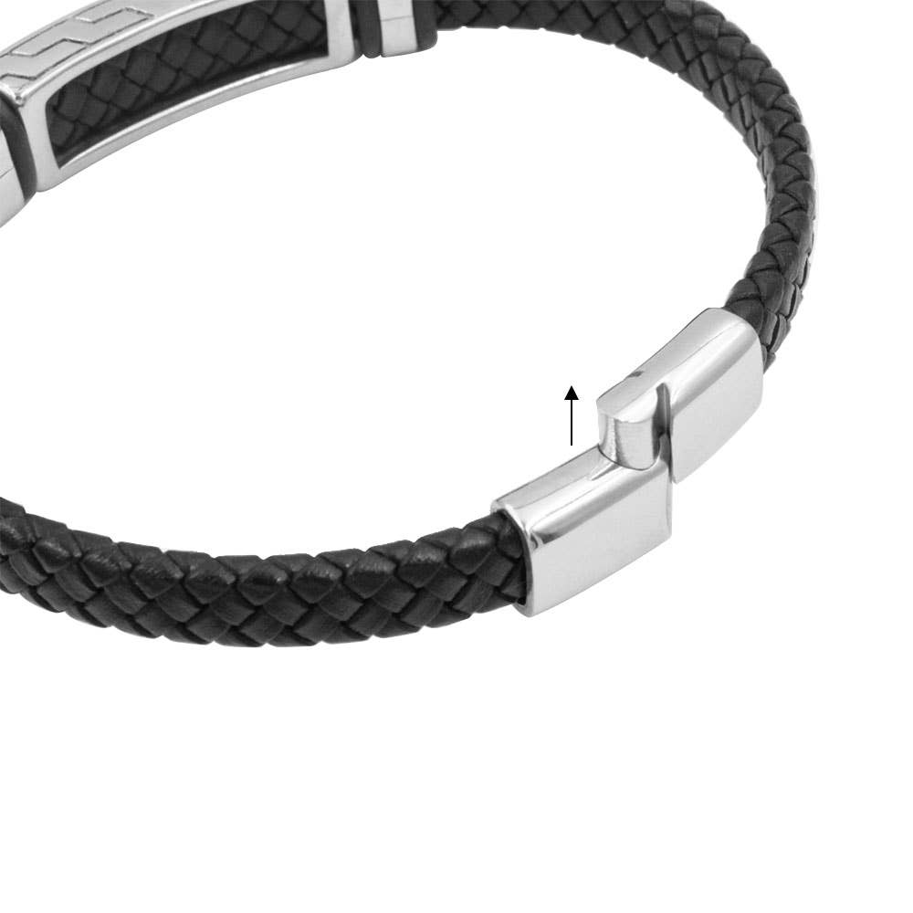 Herrarmband i stål & läder | Svart | Awaken Jewels