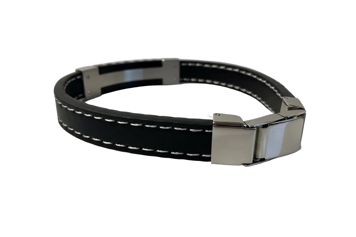 Herrarmband i stål & läder | Svart | Hyperion Jewelry