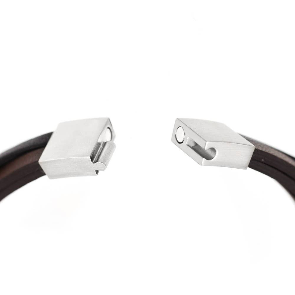 Herrarmband i stål & läder | Svart/Brunt | Awaken Jewels