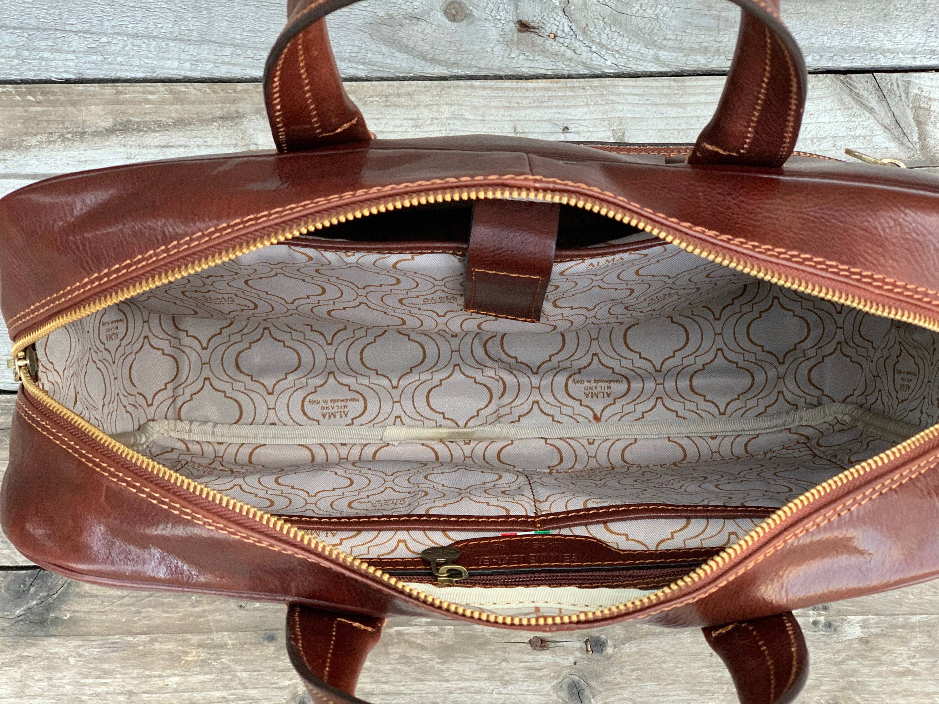 Portfölj i italienskt läder | Mörkbrun | Aigin Milano