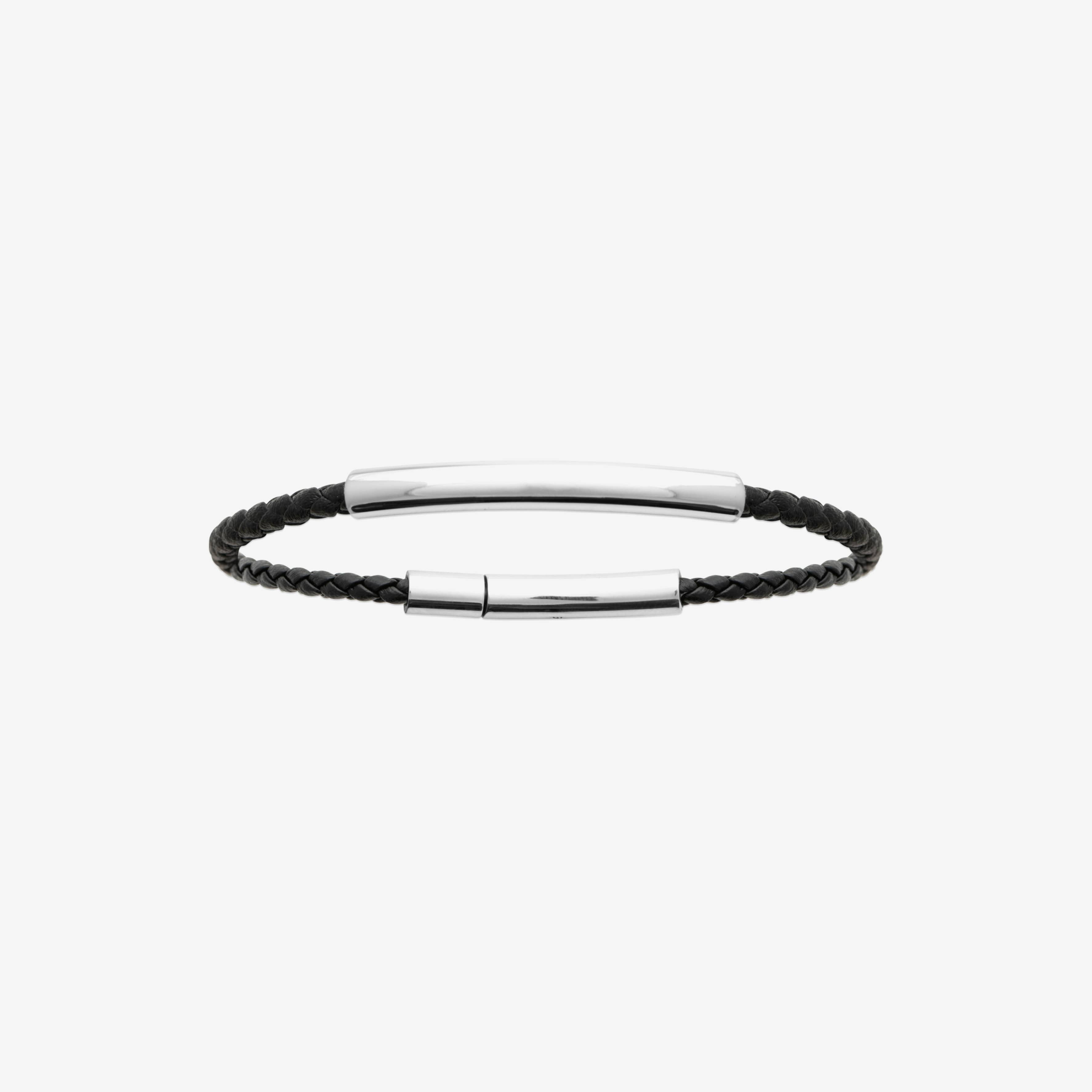 Herrarmband i läder & stål | Svart | Hyperion Jewelry