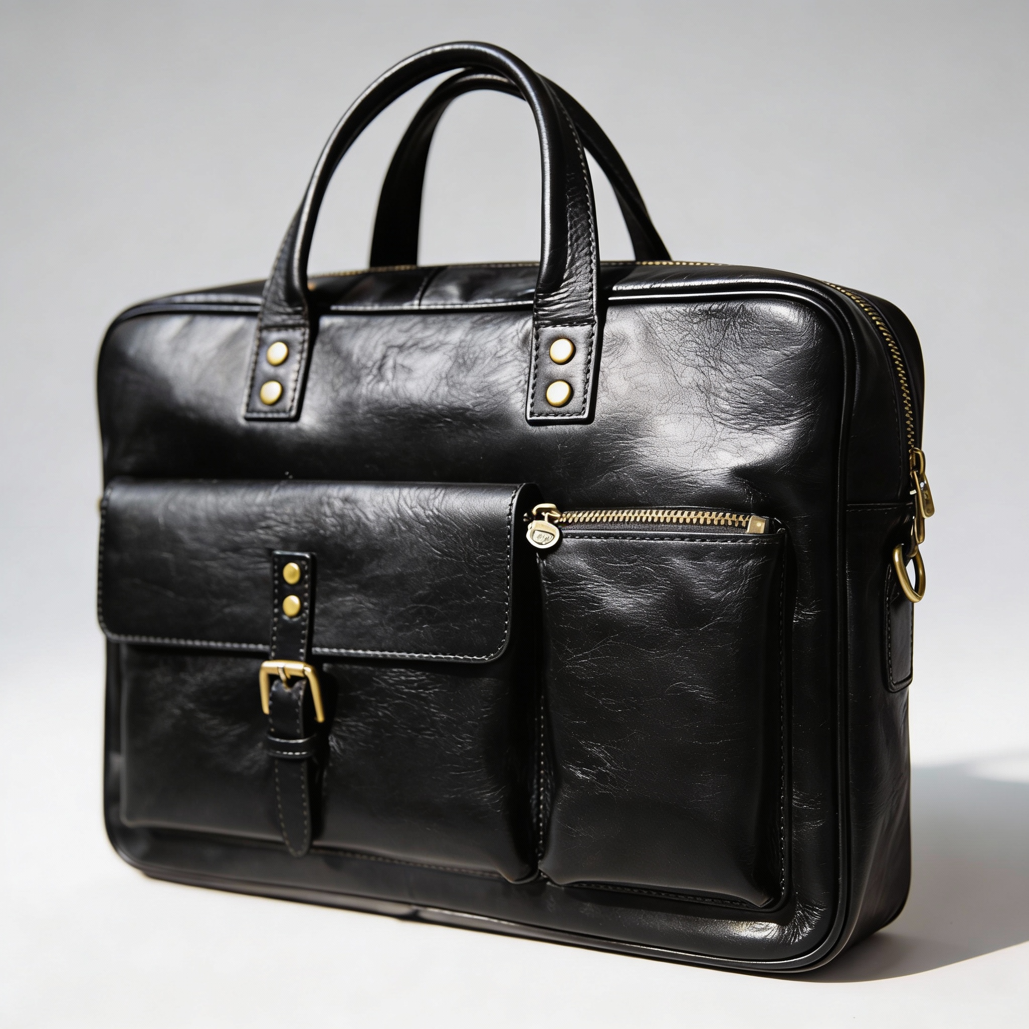 Portfölj i italienskt läder | Svart | Aigin Milano